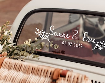 Personalized Winter Wedding Car Sticker • Berries & Names Decal