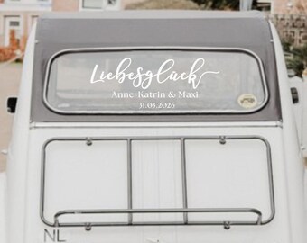 Personalized "Liebesglück" Wedding Car Sticker • German Script Decal