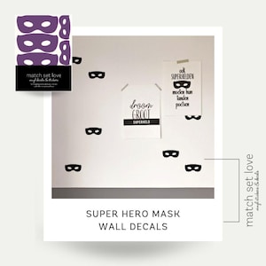 Superhero Wall Decor - Super Hero Masks - Vinyl Wall Decals - Removable Wall Stickers - Set of 8