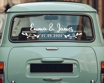 Personalized Wedding Car Decal • Spring Flourish Vinyl Sticker