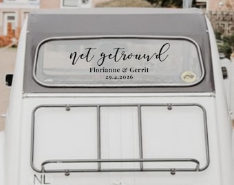 Personalized "Net Getrouwd" Wedding Car Decal – Dutch Just Married Vinyl Sticker
