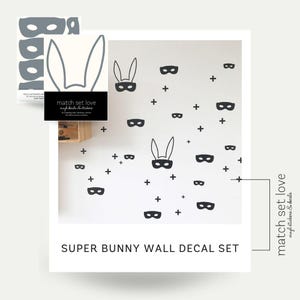 Superhero room Decor - Super Bunny & Superhero Masks - Vinyl Wall Decal Set -  Wall Stickers