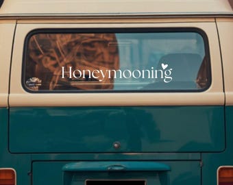 Honeymooning Car Decal | Honeymoon Car Sticker for Newlyweds | Wedding Camper Van Vinyl | Just Married Gift
