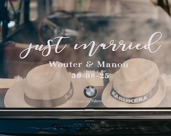 Personalized Just Married Car Decal • Wedding Getaway Vinyl