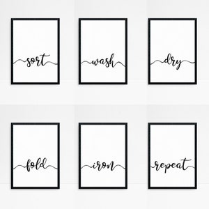 Laundry room wall art - Printable poster set of 6