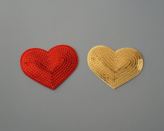 6pcs Liebe Herz Pailletten nähen Eisen auf bestickt Patches Applikationen