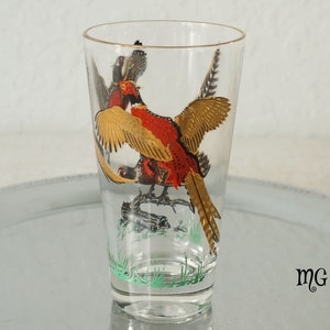 Vintage Hazel Atlas Pheasant Game Bird Hunting Small Glass Tumbler