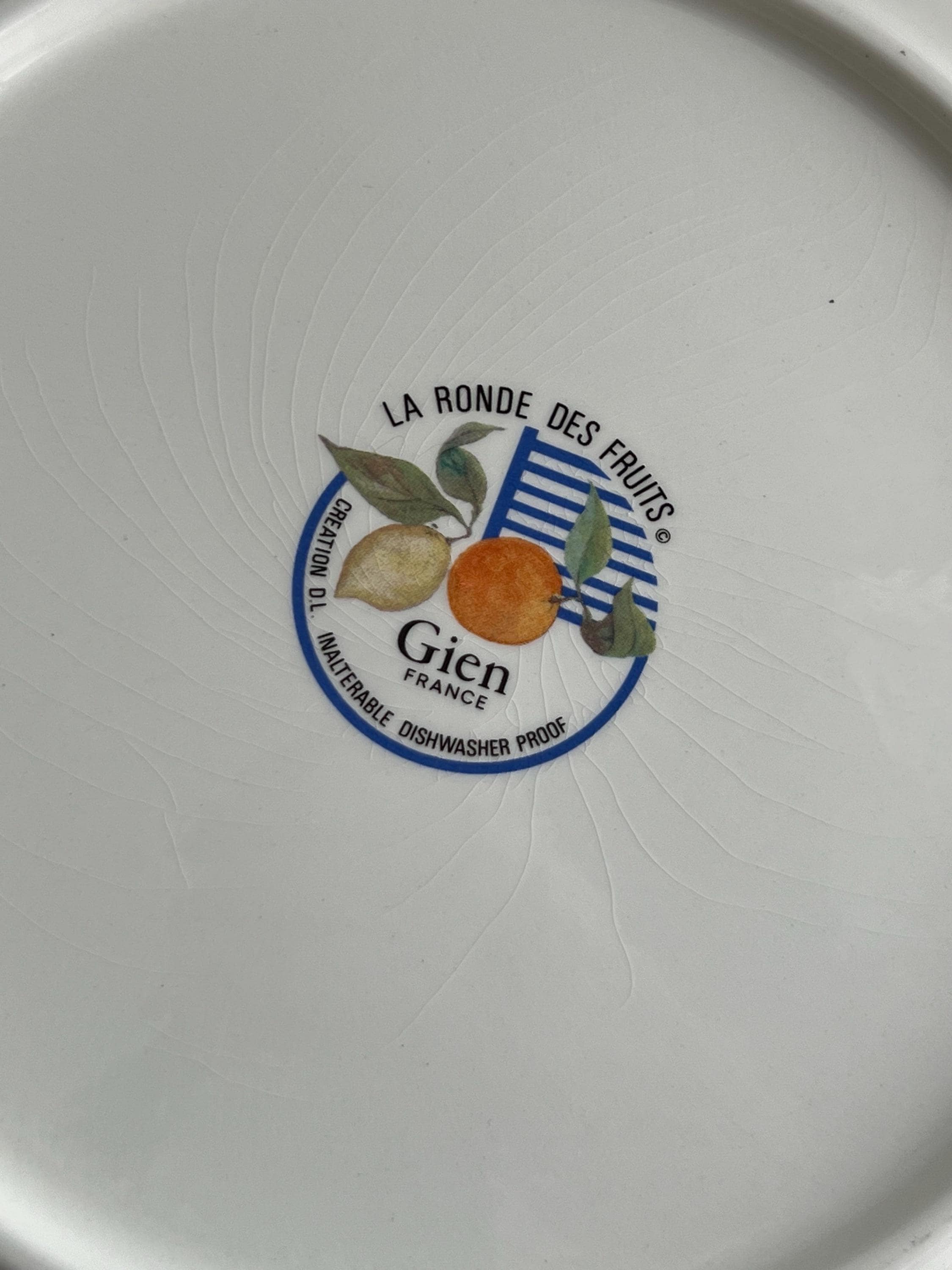 France Gien La Ronde Des Fruits Porcelain Large Cake Plate Platter