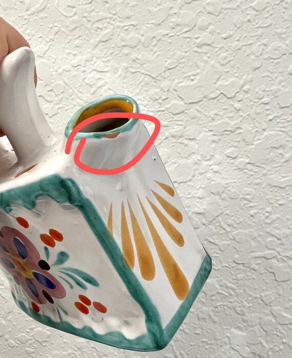 イタリア輸入雑貨 ハンドペイント花柄陶器花瓶 ヴィンテージ イタリア ハンドペイント 花柄 鉄製 陶器 花瓶 3個セット