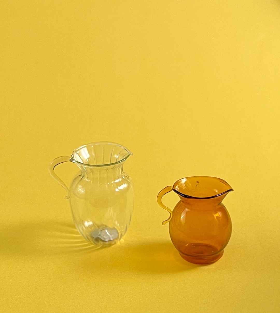 Vintage Amber Clear Hand Blown Glass Miniature Pitcher - Etsy