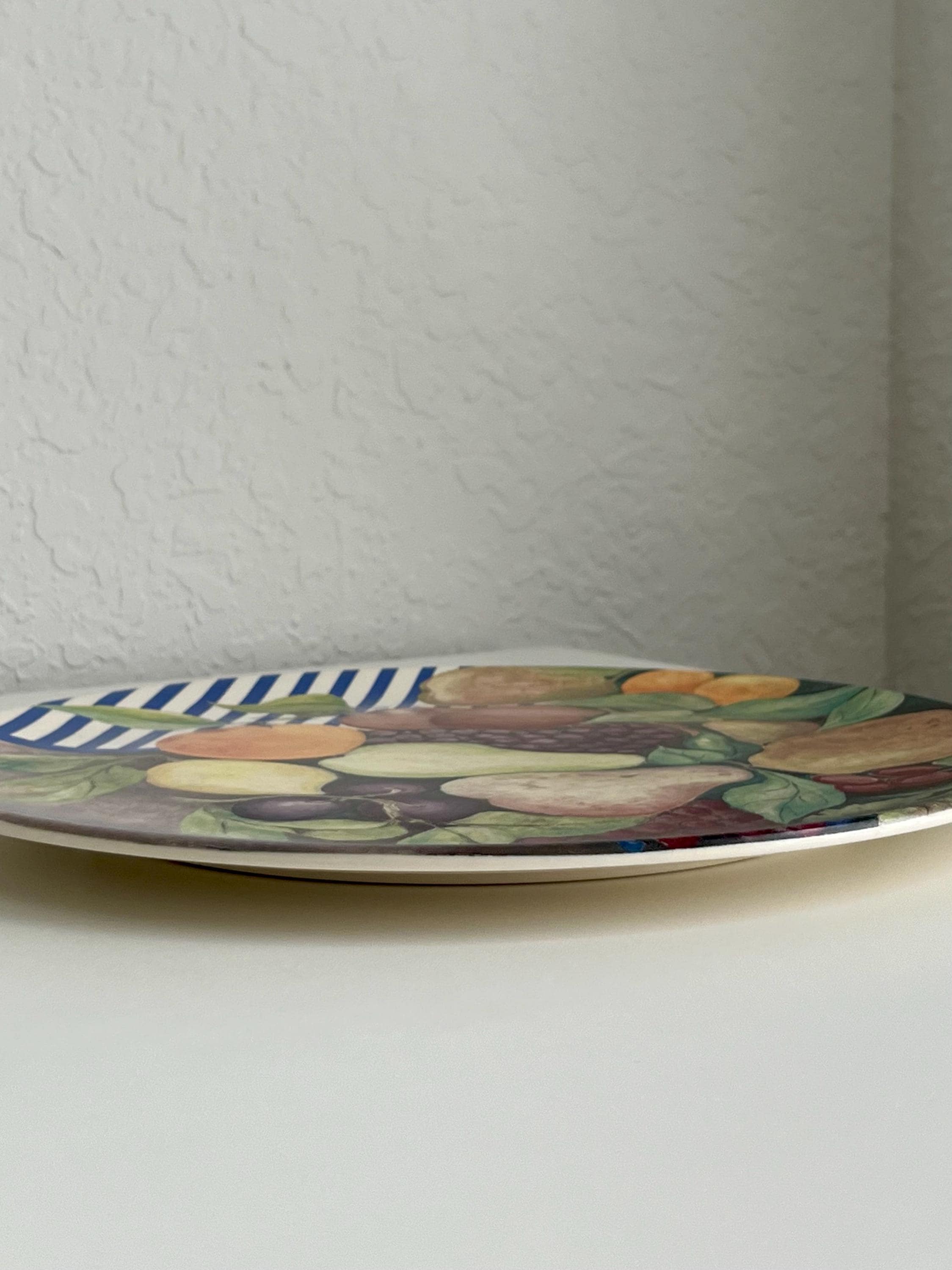 France Gien La Ronde Des Fruits Porcelain Large Cake Plate Platter
