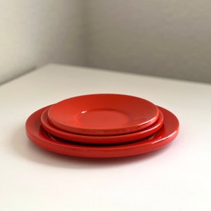 MCM Mid Century Vintage Italy Franco Pozzi Gallarate Orange Round Thick Ceramic Plate ~Choice