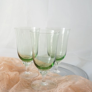 Set of 3 Vintage Sasaki Light Green Iced Tea Glasses