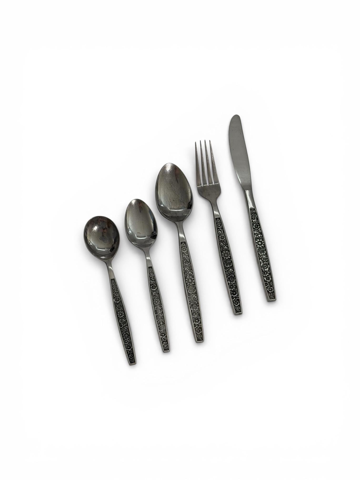 Vintage Lifetime Cutlery Stainless Japan Floral Spoon Fork Knife