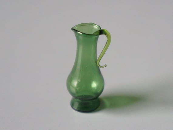 Miniature Dollhouse Green Glass Pitcher