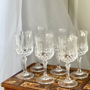 Set of 6 France Cristal D&#39;Arques Durand Longchamp Clear Lead Crystal Water Goblets