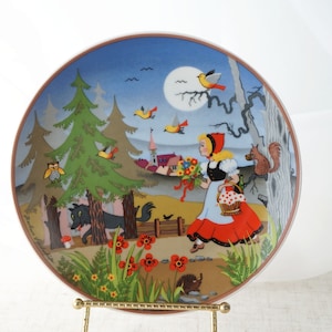 Vintage BARBARA FURSTENHOFER Rotkappchen Little Red Riding Hood Porcelain Collectible Plate 7 3/4&quot;