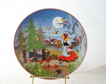Vintage BARBARA FURSTENHOFER Rotkappchen Little Red Riding Hood Porcelain Collectible Plate 7 3/4"