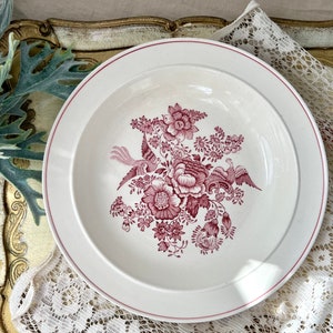Vintage Glazed/Crazing Sweden Gustavsberg Asiatic Red Pheasant Floral Rim Soup Bowl
