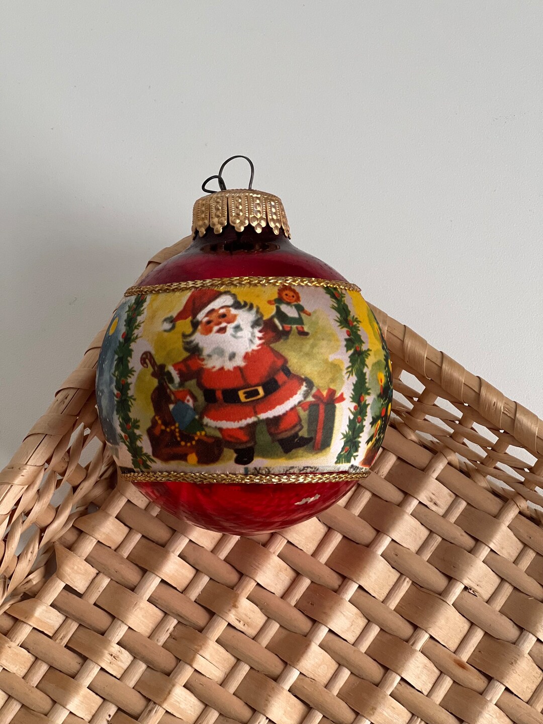 Vintage West Germany Santa Claus Fabric Christmas Glass Ornament - Etsy
