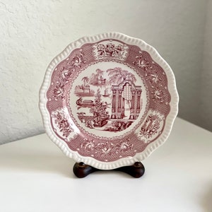 Piatto in porcellana rossa vintage Spode The Spode Archive Collection Regency Series &quot;Pagoda&quot;.
