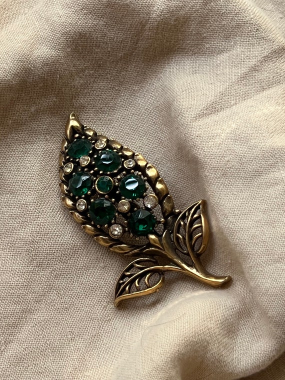 Broche Vintage Années 70/80, Métal Doré Et Strass Multicolores