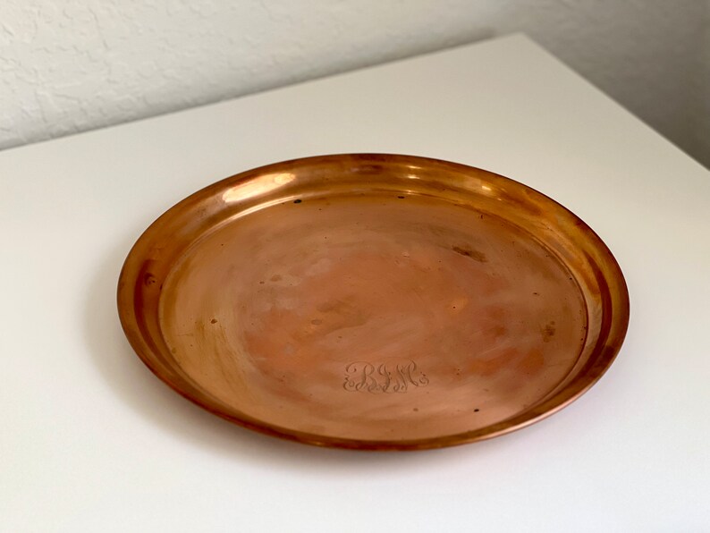 Vintage Jos Heinrichs Paris New York Copper Round Tray Engraved BJM