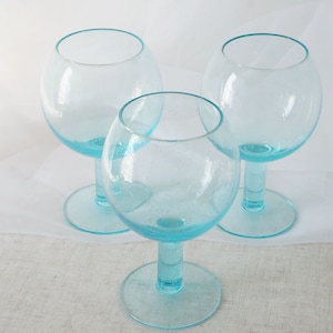 Set mit 3 Aqua Blue Bubble Ballon Weingläsern