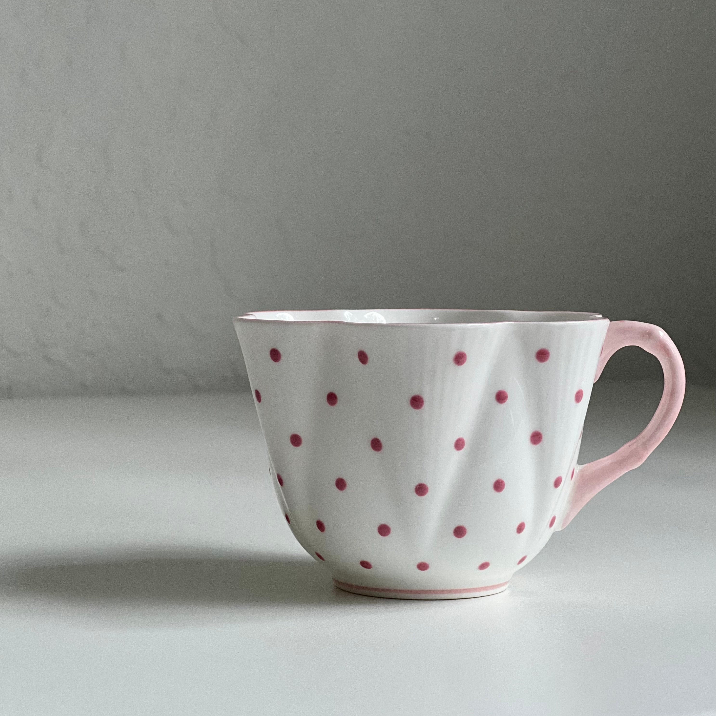 Vintage England Shelley Dainty Pink Polka Bone China Tea Cup