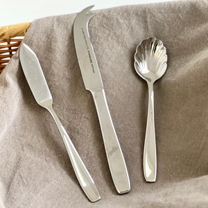 6 Pieces 2 Sets Hertage Mint HF377 Cestello Stainless Entertament Flatware Sets Sugar Shell Spoon, Cheese Knife, Butter Knife