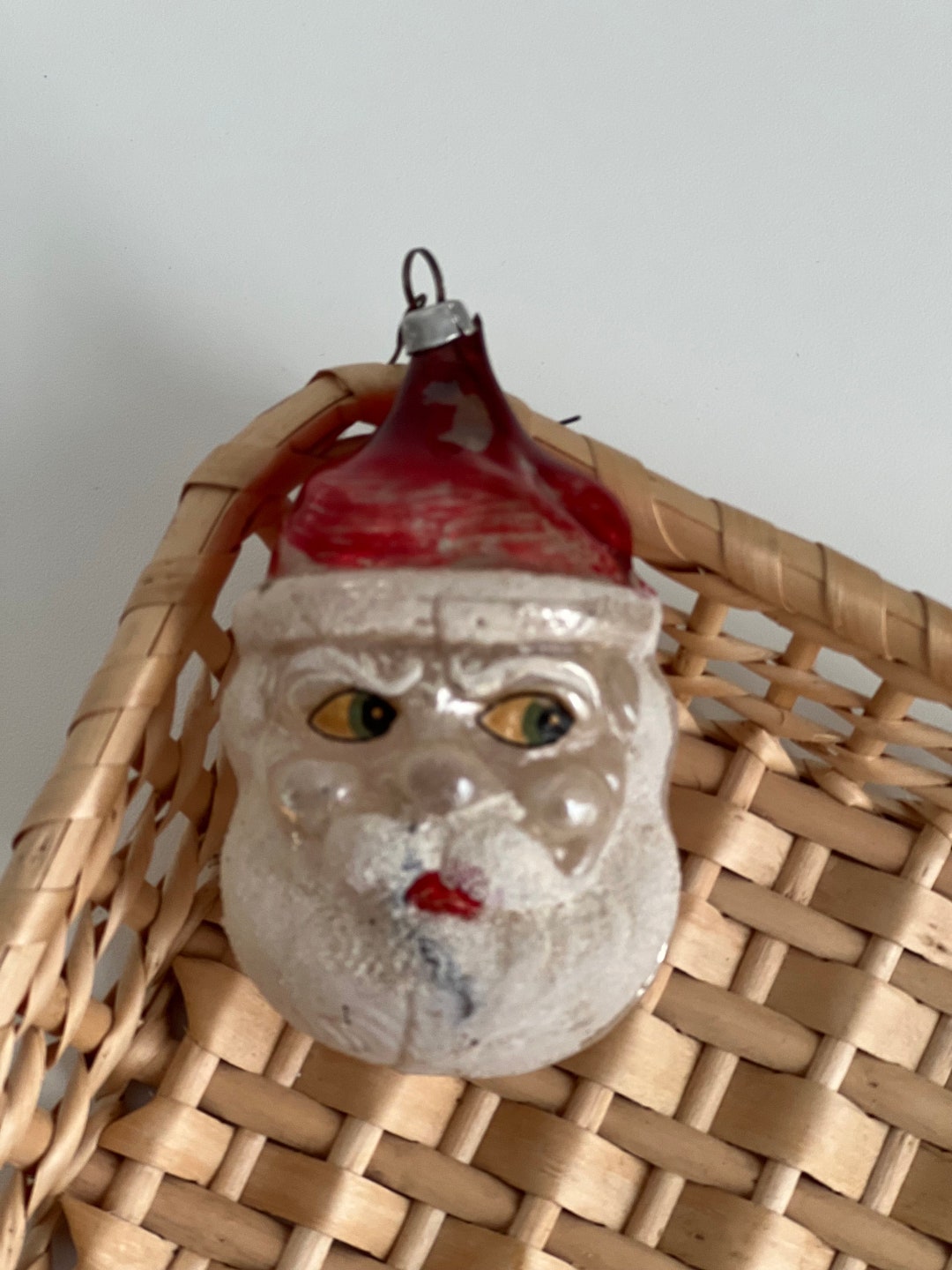Vintage Santa Hand Painted Christmas Glass Ornament - Etsy