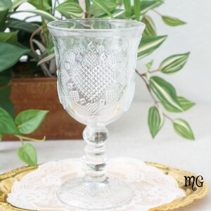 Vintage 1978 Avon Fostoria Heart Diamond Clear Stem Glass Goblet