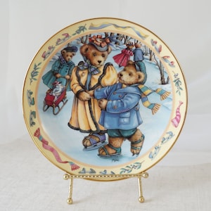 Royal Doulton Fine Bone China Teddy Bear Skating Collectible Plate Franklin Mint Heirloom