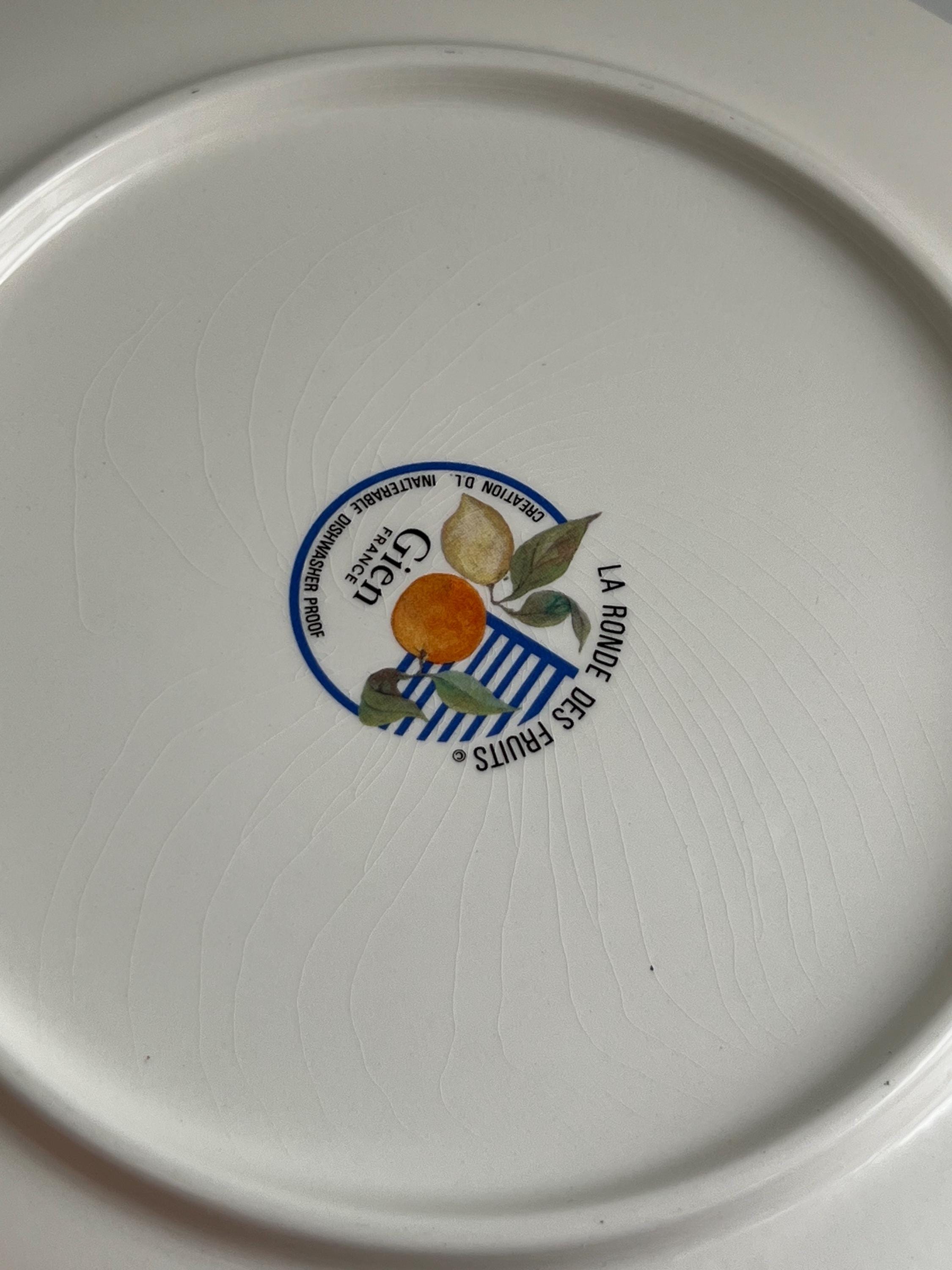 France Gien La Ronde Des Fruits Porcelain Large Cake Plate Platter