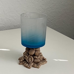 Rare Italy Murano Blue Glass Candlestick Holder Resin Based