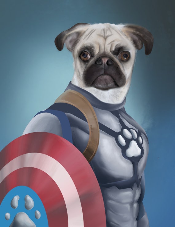 Custom Superhero Dog Portrait Painting Etsy
