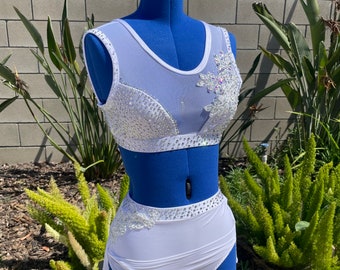 White lyrical custom dance costume, custom lyrical costume , dance costume