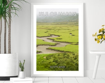 Isle of Harris Scotland Travel Poster: Seilebost Landscape Art