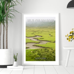 Isle of Harris Scotland Travel Poster: Seilebost Landscape Art