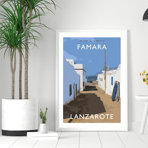 Famara Lanzarote / Playa de Famara / Islas Canarias / Foto de Lanzarote / Regalo de viaje de Lanzarote / Cartel de viaje único