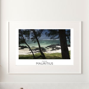 Mauritius Travel Poster / Mauritius Photo / Palmar Beach / Indian Ocean / Travel Gift