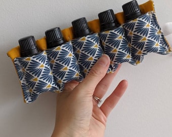 Homeopathy Essential Oil/Globuli Roll || 5 Pocket Travel Organizer || Art Deco Indigo Design