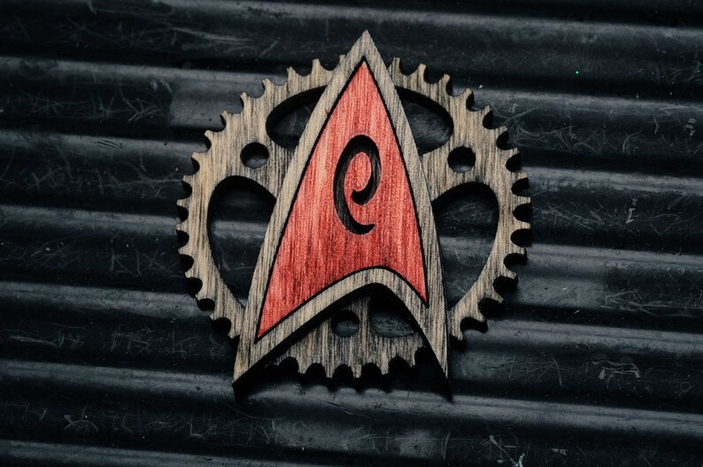 star trek inspired Coloured Steampunk Starfleet Badge