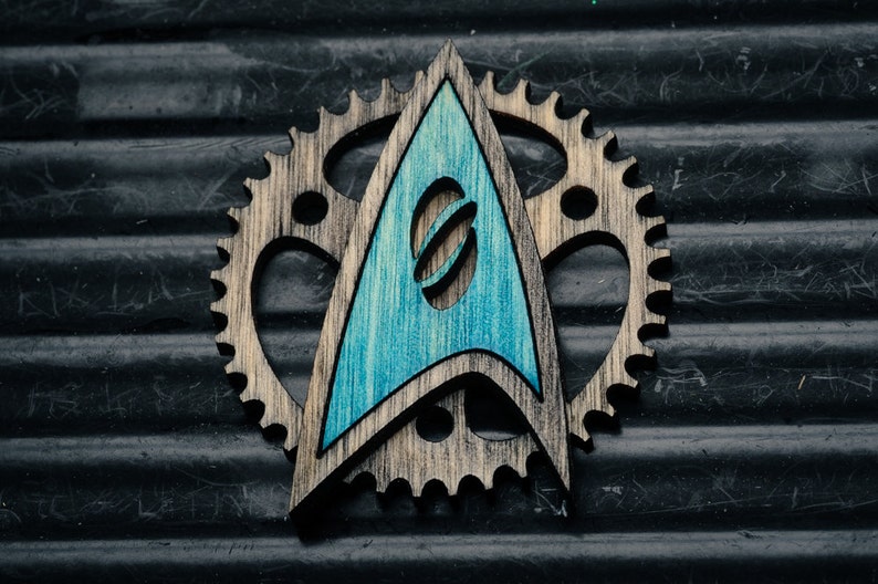 star trek inspired Coloured Steampunk Starfleet Badge