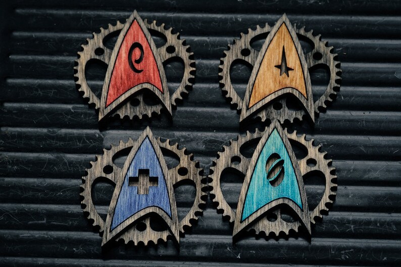 star trek inspired Coloured Steampunk Starfleet Badge