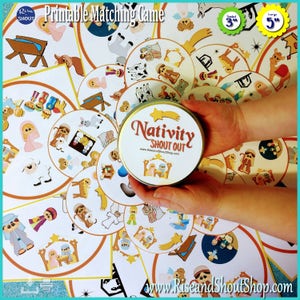 NATIVITY MATCHING GAME Shout Out; 31 Christ centered Christmas Cards; Printable game; Family Fun; 1-6 players + group play option