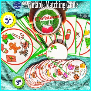 CHRISTMAS MATCHING GAME Shout Out; 31 -3" or 5" circle or square printable cards + Gift boxes