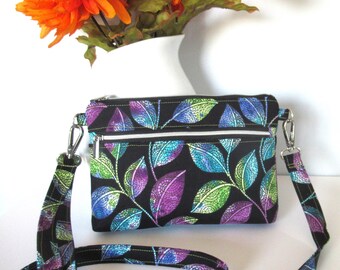 Small Crossbody Bag, Fabric Purse, Crossbody Purse with Adjustable Strap, Lightweight Purse, Summer Purse, Leaf Purse, Leaf Gift