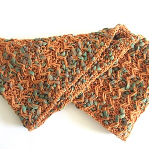 Rust Scarf, Knit Scarf, Unique Scarf, Knit Orange Scarf, Easy Scarf, Short Scarf, Rust Orange Scarf, Boho Scarf, Knit infinity Scarf