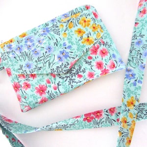 Lanyard Wallet, ID Wallet, Floral Keychain Wallet, Teal Wristlet Wallet, Teal Lanyard Wallet, Graduation Gift, Teal Wristlet, Floral Wallet